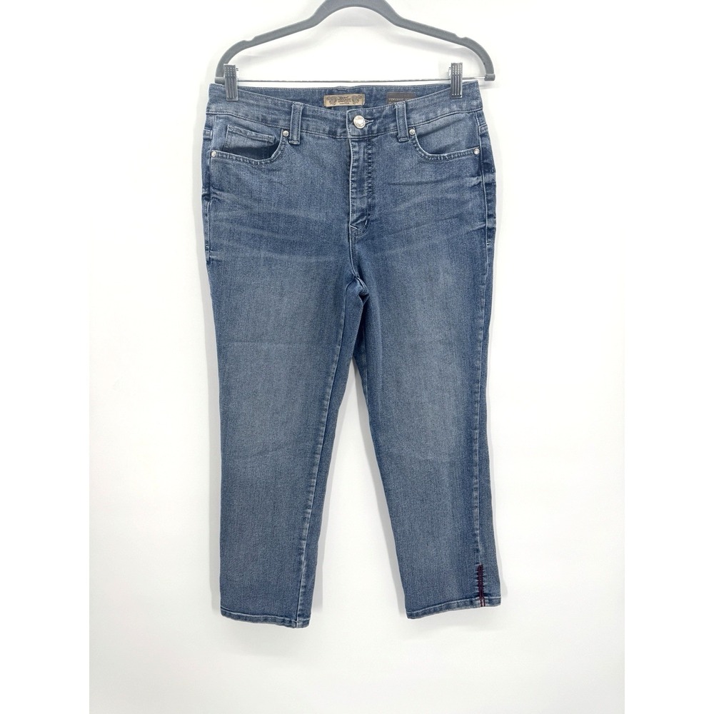 Vintage America Boho Crop Denim Jeans Capri 10 Coastal Beachy Preppy Festival